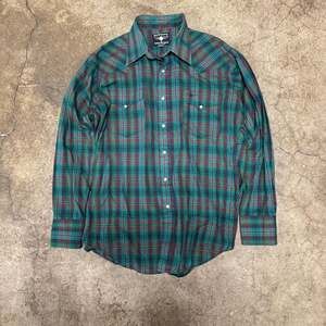 Flying R Ranchwear Ruddock Mfg Company Green Plaid Western Pearl Snap boho Long